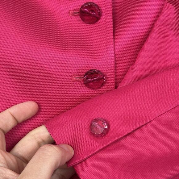 Vtg Talbots Silk Blend Blazer Women 4P Hot Pink Gem Button Career Old Money Chic - Picture 4 of 16